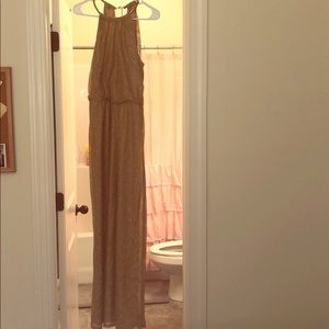 Gold shimmer floor-length formal dress
